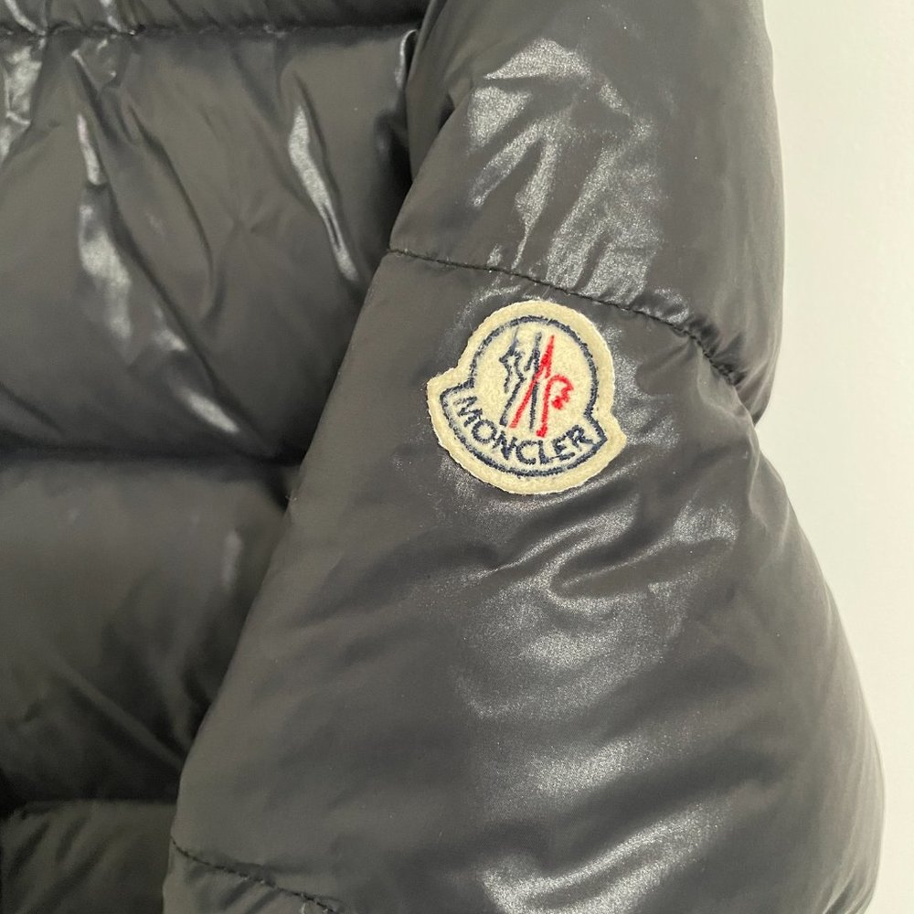 MONCLER Shiny Black Down Puffer Bomber Jacket Classic Winter Coat 0 / XS - Picture 2 of 14